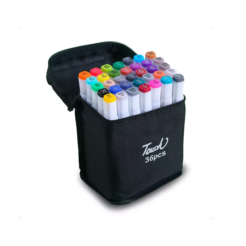 Kit Desenho Marcador Permanente Ponta Dupla 36 Cores